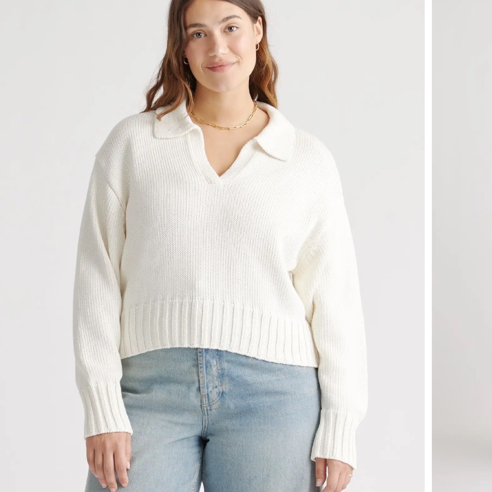 100% Organic Cropped Cotton Polo Sweater